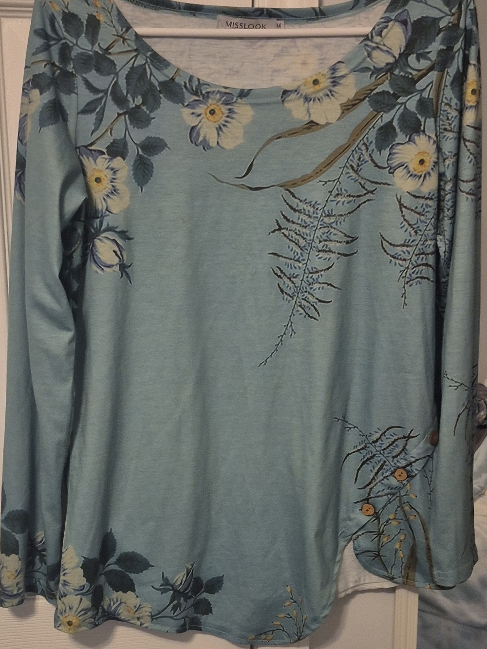 MISSLOOK Light Blue Floral Long Sleeve Tee